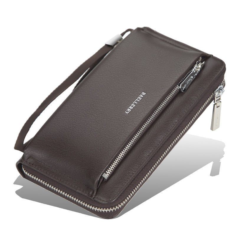 Undefyning Lynes Men's Large Zippered Clutch Bag — PU Leather Business & Commuter Wristlet - Undefyning Lynes