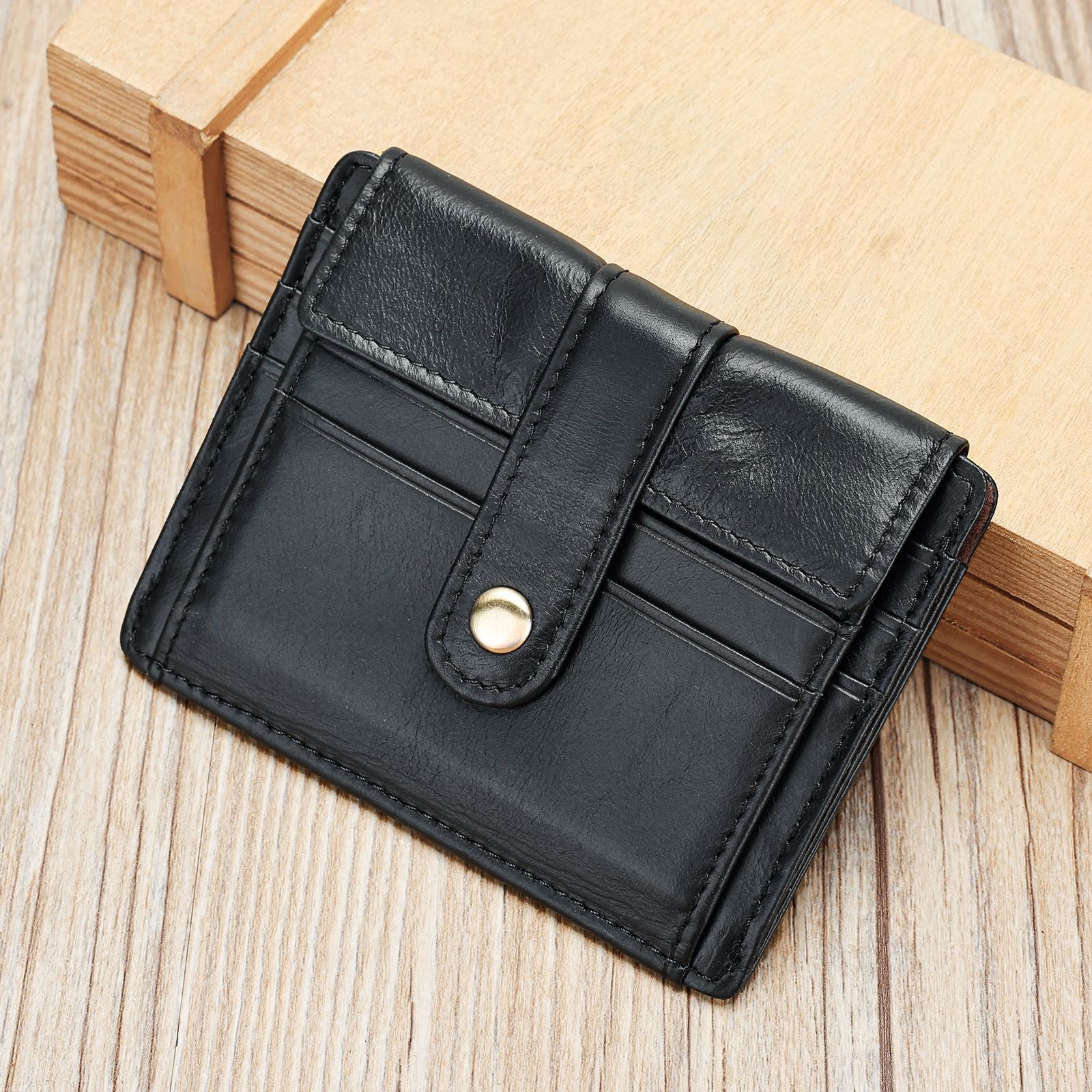 Undefyning Lynes Men's Minimalist Leather Coin & Card Holder — Full-Grain Cowhide Transit Wallet - Undefyning Lynes