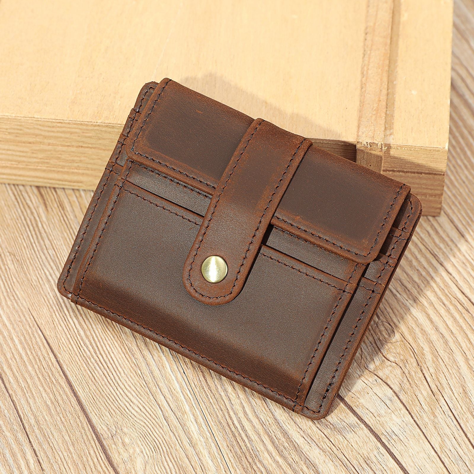 Undefyning Lynes Men's Minimalist Leather Coin & Card Holder — Full-Grain Cowhide Transit Wallet - Undefyning Lynes