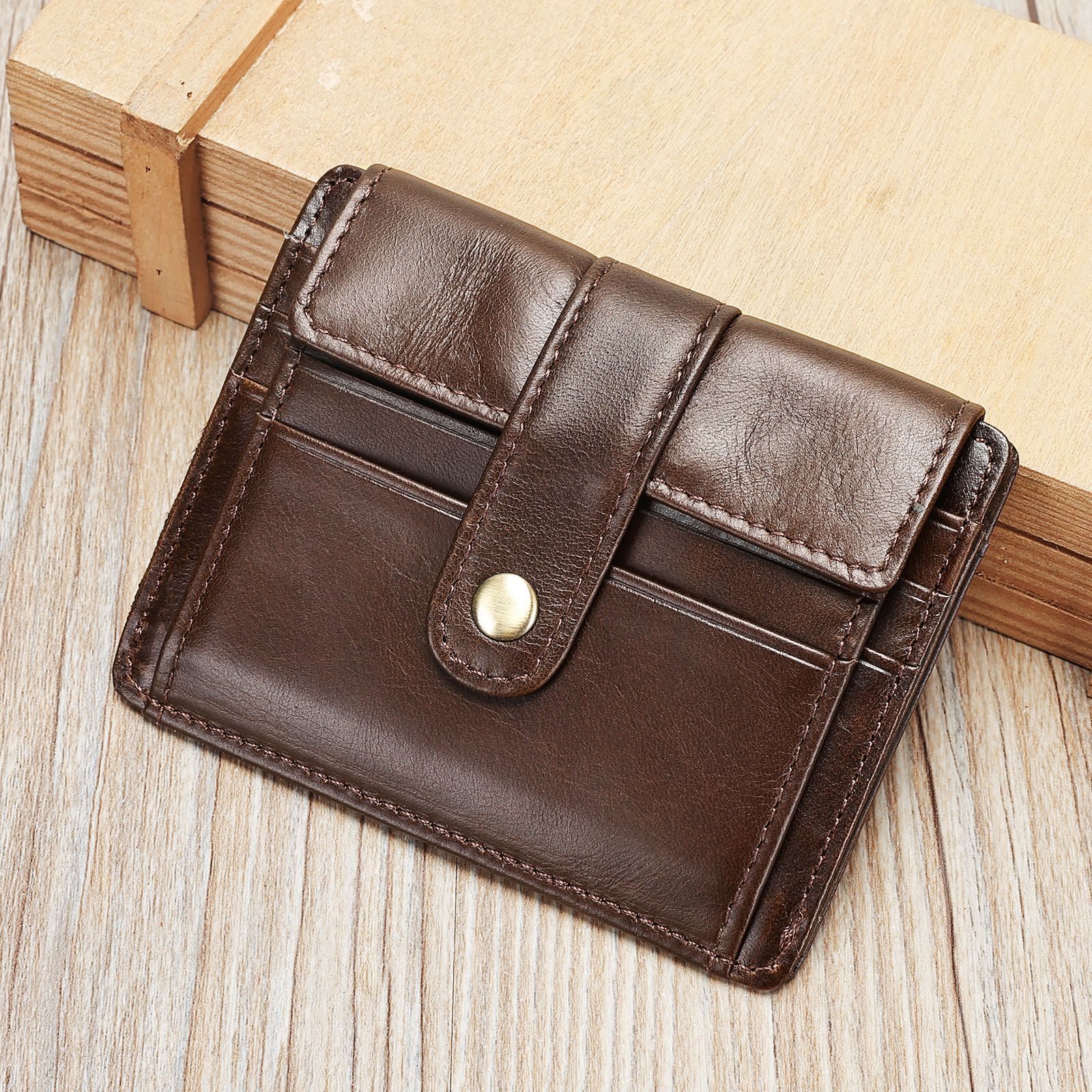 Undefyning Lynes Men's Minimalist Leather Coin & Card Holder — Full-Grain Cowhide Transit Wallet - Undefyning Lynes