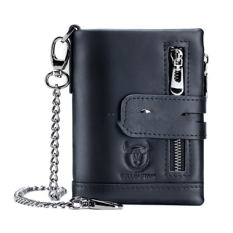 Undefyning Lynes Retro Full-Grain Leather Bifold Wallet — Dual Zipper Coin & Card Wallet - Undefyning Lynes