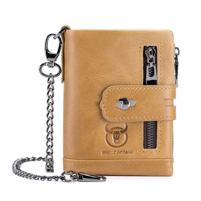 Undefyning Lynes Retro Full-Grain Leather Bifold Wallet — Dual Zipper Coin & Card Wallet - Undefyning Lynes