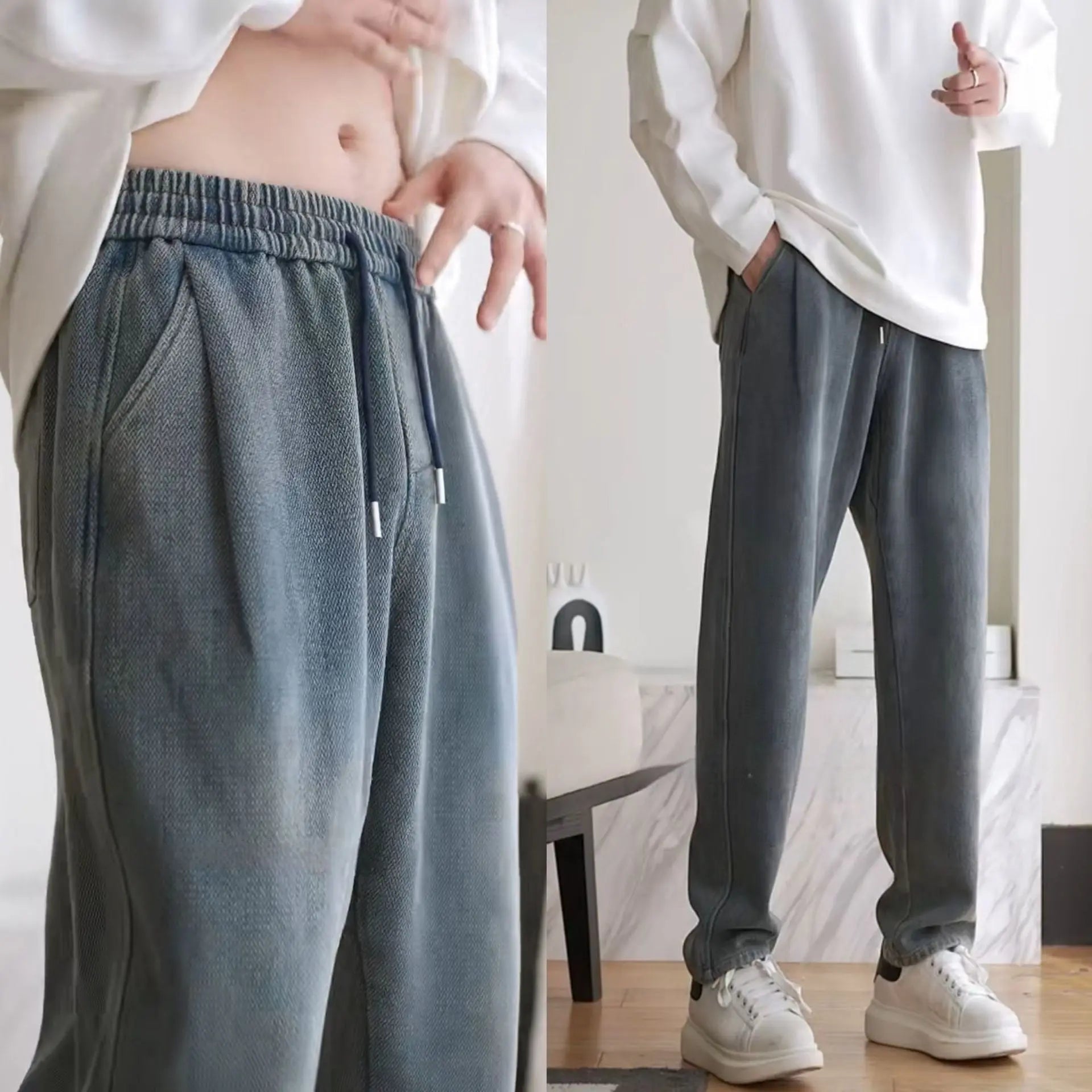 Undefyning Lynes Vintage Retro Relaxed-Fit Denim Joggers - Undefyning Lynes