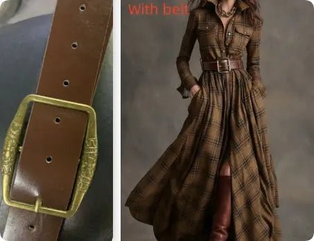 Vintage-Inspired Plaid Shirt Dress – Effortless Style with Pockets - Undefyning Lynes