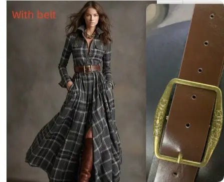 Vintage-Inspired Plaid Shirt Dress – Effortless Style with Pockets - Undefyning Lynes