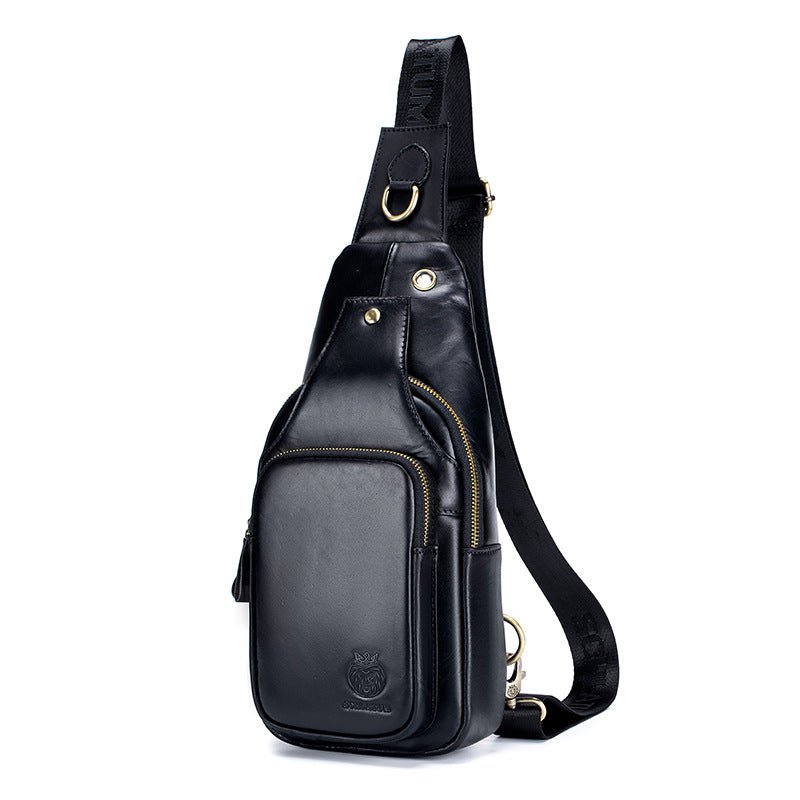 Vintage Leather Sling Bag - Genuine Cowhide Chest Pack - Undefyning Lynes