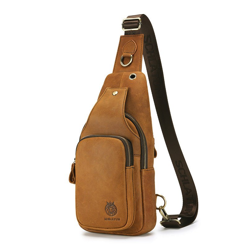 Vintage Leather Sling Bag - Genuine Cowhide Chest Pack - Undefyning Lynes