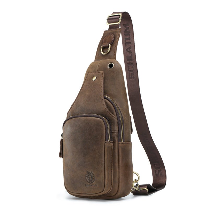 Vintage Leather Sling Bag - Genuine Cowhide Chest Pack - Undefyning Lynes