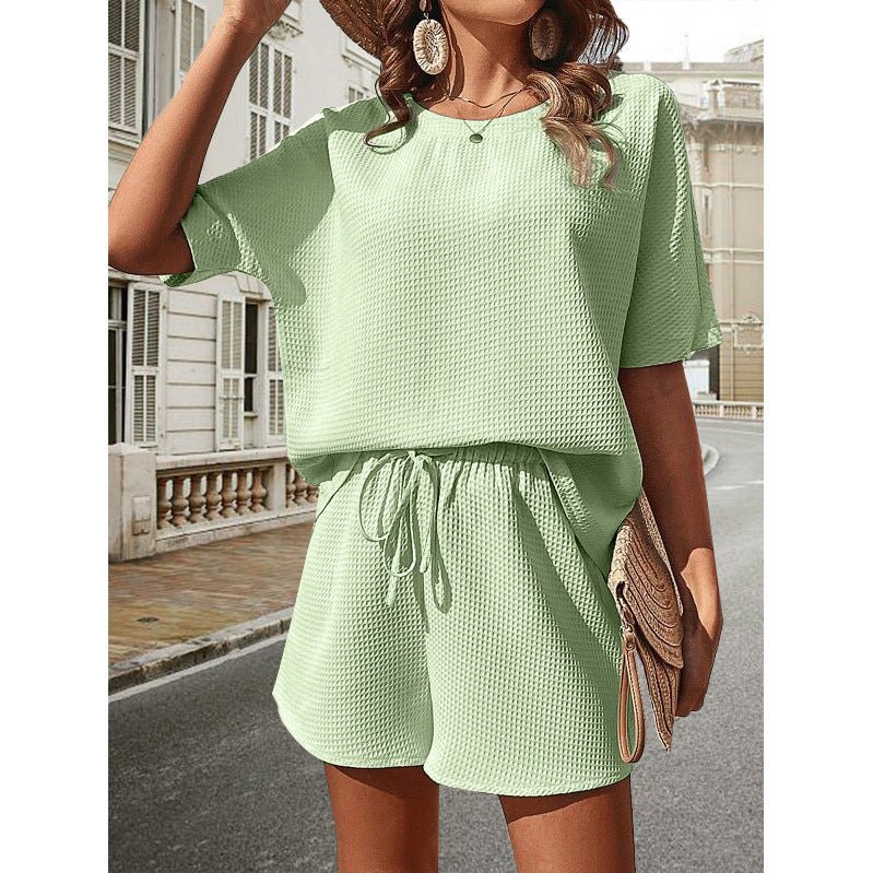 Waffle Knit Batwing Lounge Set - Effortless Summer Chic - Undefyning Lynes