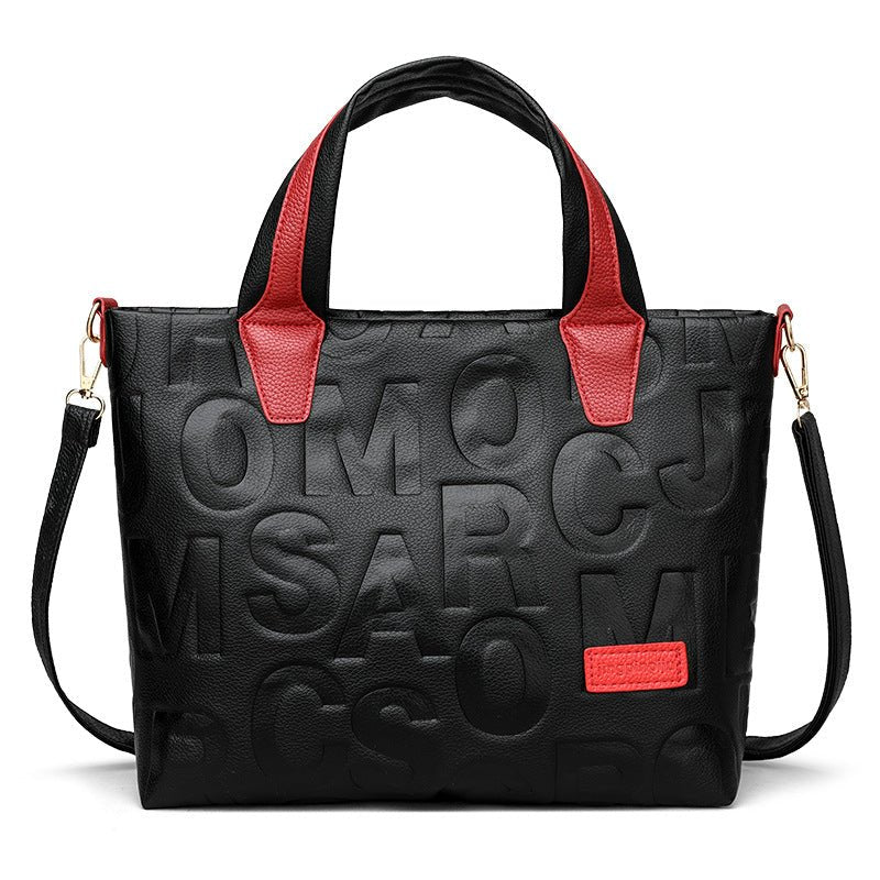 Women's Embossed PU Crossbody Bag — Retro Letter-Detail Shoulder Bag - Undefyning Lynes