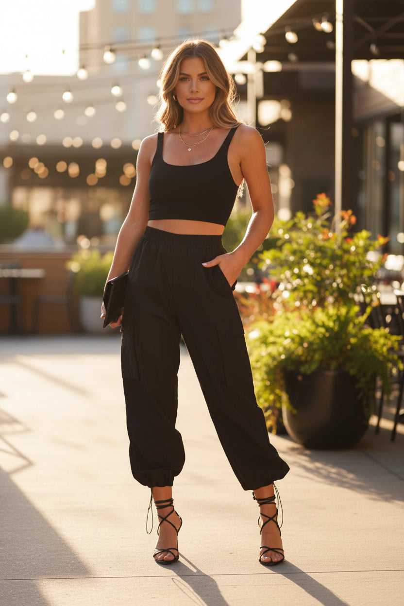 Women's Loose Cargo Pants — Elastic Waist, Multi-Pocket Relaxed Fit - Undefyning Lynes