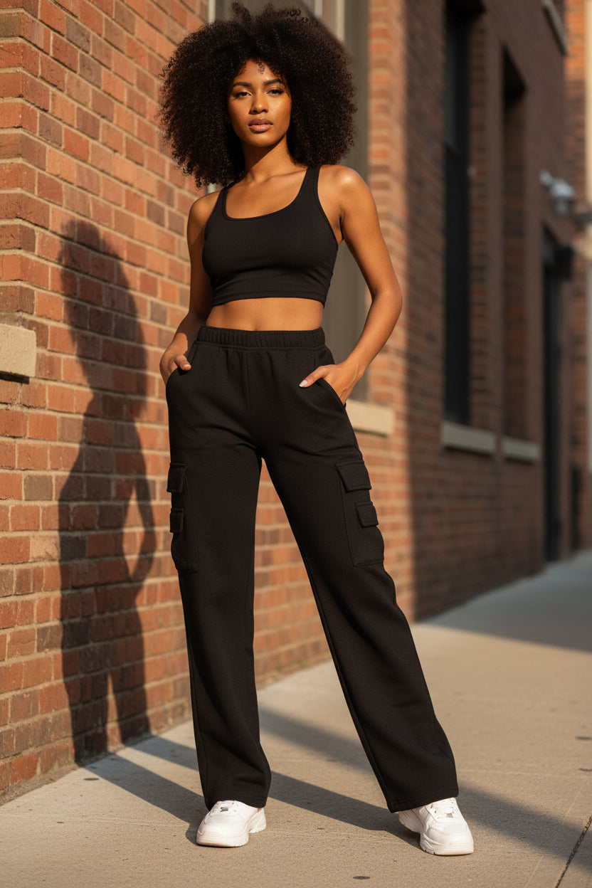 Women's Wide-Leg Cargo Pants — High-Waist Multi-Pocket - Undefyning Lynes
